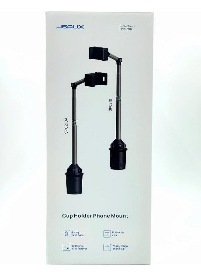 JSAUX - JSAUX Cup Holder Phone Mount for Car/Truck, Metal Long-Arm Ultra Stable Durable Phone Holder Car Cupholder Adjustable Cup Cell Phone Holder for Car Compatible with iPhone, Samsung Galaxy, Google Pixel - Image 1