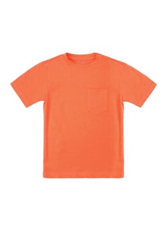 Web Denim Web Denim Solid Orange Regular Fit Comfortable Graphic Print T-Shirt For Boys Crew Neck Half Sleeve Casual Cotton Tees  - Image 1