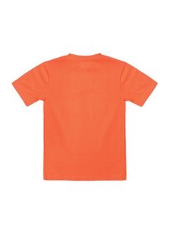 Web Denim Web Denim Solid Orange Regular Fit Comfortable Graphic Print T-Shirt For Boys Crew Neck Half Sleeve Casual Cotton Tees  - Image 2