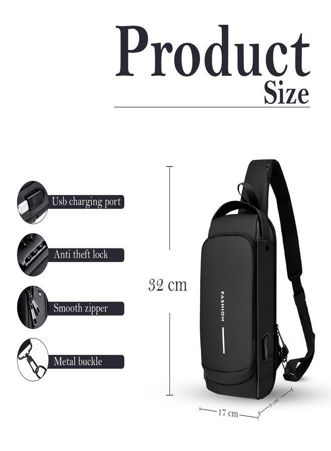 RarePicks Crossbody Sling Bag Men &Women | Anti-Theft Chest Backpack, Crossbody, Messenger, Handbag, Shoulder, Chest Bag for Travel, Work, & Daily Use (Black) - Image 2