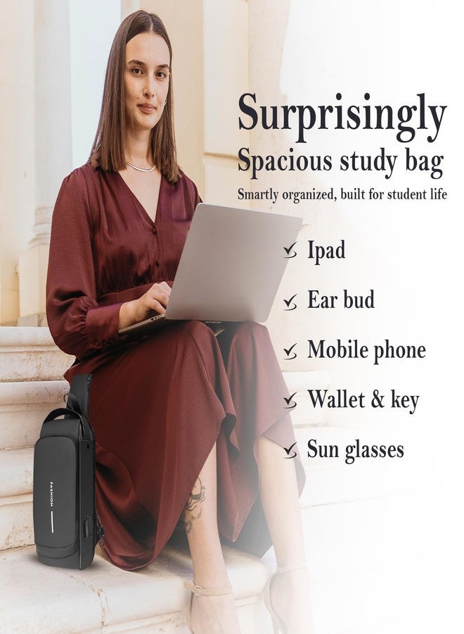 RarePicks Crossbody Sling Bag Men &Women | Anti-Theft Chest Backpack, Crossbody, Messenger, Handbag, Shoulder, Chest Bag for Travel, Work, & Daily Use (Black) - Image 5