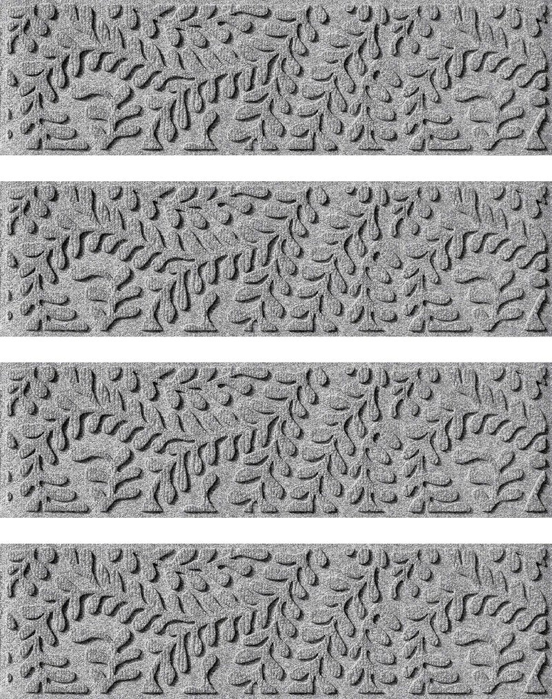 Waterhog Stair Treads (Set of 4) â€“ 8 1/2 x 30 Inches, Durable,Water-Trapping, Indoor/Outdoor Floor Covering, Boxwood Collection â€“ Made in USA, Medium Grey - Image 1