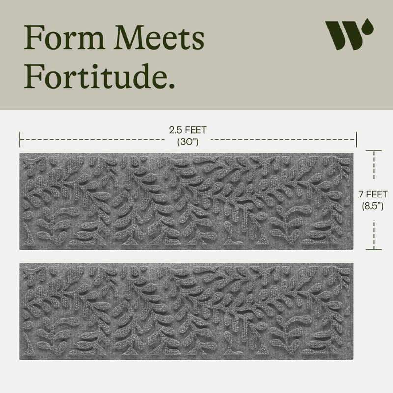 Waterhog Stair Treads (Set of 4) â€“ 8 1/2 x 30 Inches, Durable,Water-Trapping, Indoor/Outdoor Floor Covering, Boxwood Collection â€“ Made in USA, Medium Grey - Image 4