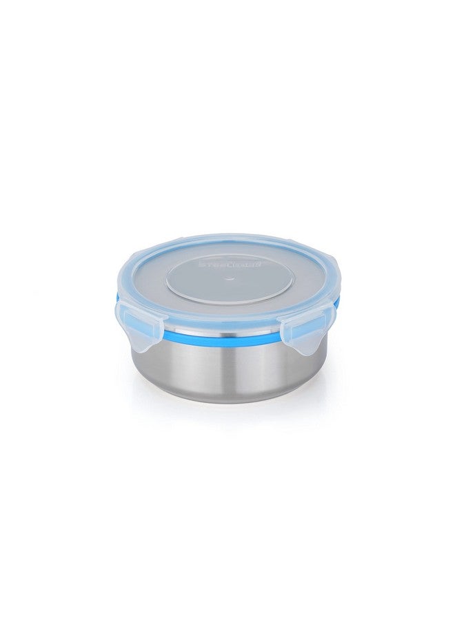 STEELLOCK Stainless Steel Container/Dabba with 4 Side Clip Lock see through Lid for Office & School Use/Food Grade/Air Tight/Easy to Carry/Leak Proof (SL-1301-3pcs X 450 ml, Blue) - Image 5