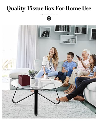 Jeethemy Tissue Box Cover Jeethemy Square PU Leather Tissue Box Holder Modern Tissue Case Facial Paper Organizer Dispenser5X5X5Single Wine - Image 3