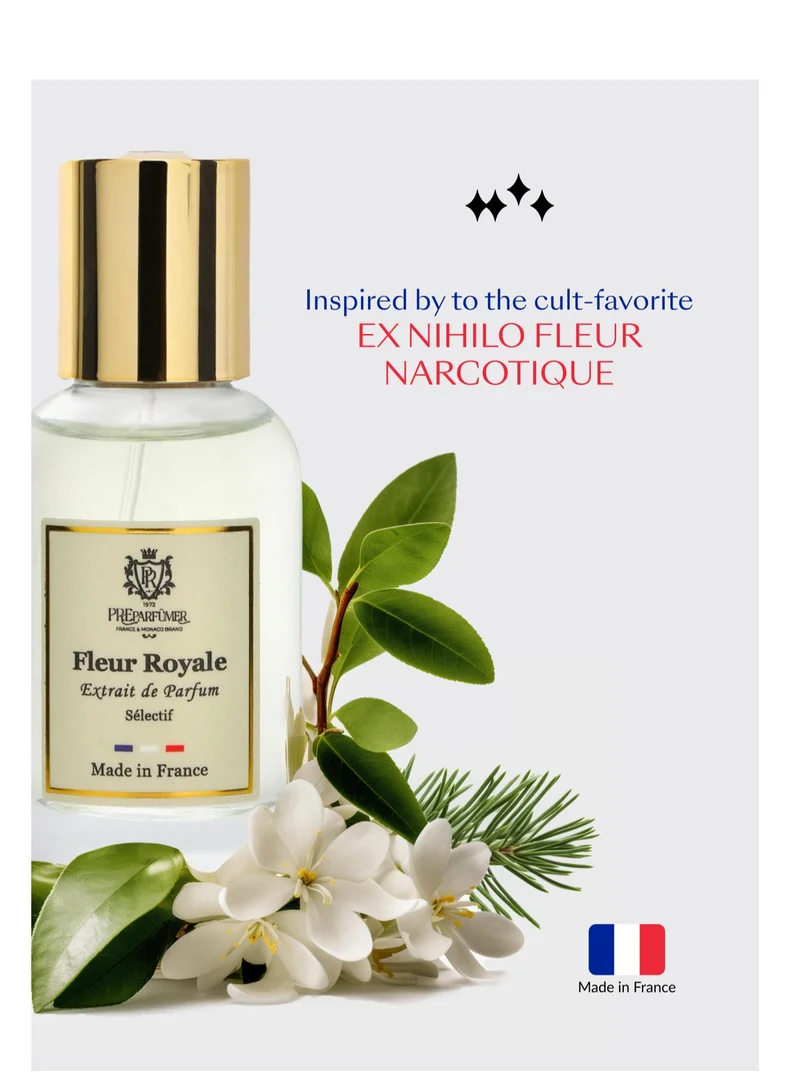 PREPARFUMER From France Fleur Royale 30ml - Fruity- Floral Scent with Bergamot & Peach - Luxury Fragrance - Long Lasting With Jasmine Notes