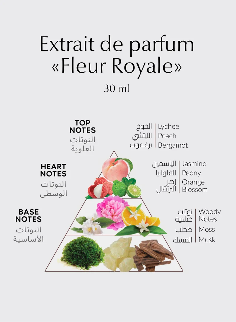 PREPARFUMER From France Fleur Royale 30ml - Fruity- Floral Scent with Bergamot & Peach - Luxury Fragrance - Long Lasting With Jasmine Notes