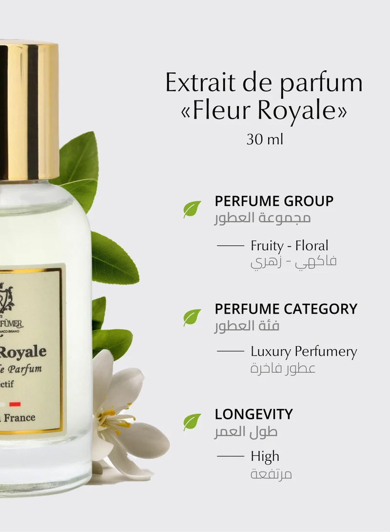 PREPARFUMER From France Fleur Royale 30ml - Fruity- Floral Scent with Bergamot & Peach - Luxury Fragrance - Long Lasting With Jasmine Notes