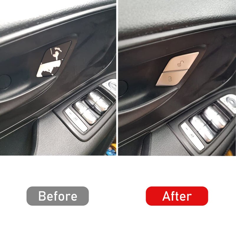 Jaronx Compatible with Mercedes Benz Door Lock Button Cover, Left Driver Chrome Side Door Lock Unlock Control Switch Buttons Covers Sticker for Mercedes C-Class W205/ E-Class W213/ GLC X253/ S W222 - Image 2