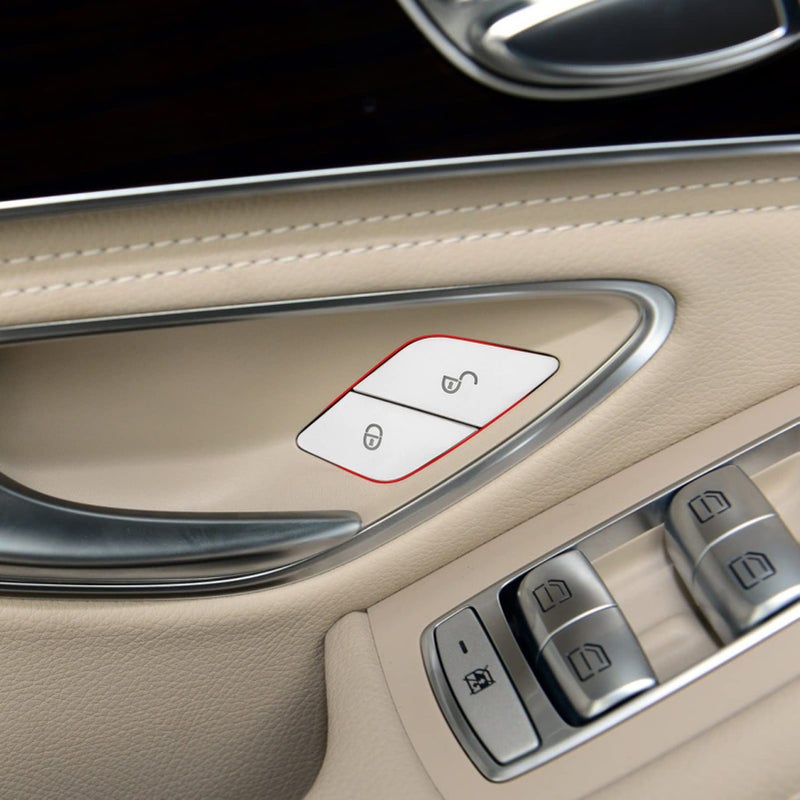 Jaronx Compatible with Mercedes Benz Door Lock Button Cover, Left Driver Chrome Side Door Lock Unlock Control Switch Buttons Covers Sticker for Mercedes C-Class W205/ E-Class W213/ GLC X253/ S W222 - Image 4