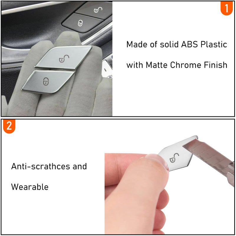 Jaronx Compatible with Mercedes Benz Door Lock Button Cover, Left Driver Chrome Side Door Lock Unlock Control Switch Buttons Covers Sticker for Mercedes C-Class W205/ E-Class W213/ GLC X253/ S W222 - Image 5