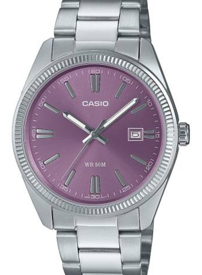 CASIO Anaog Quartz Purple Dial Stainless Steel Men's Watch MTP-1302D-6AV - Image 2
