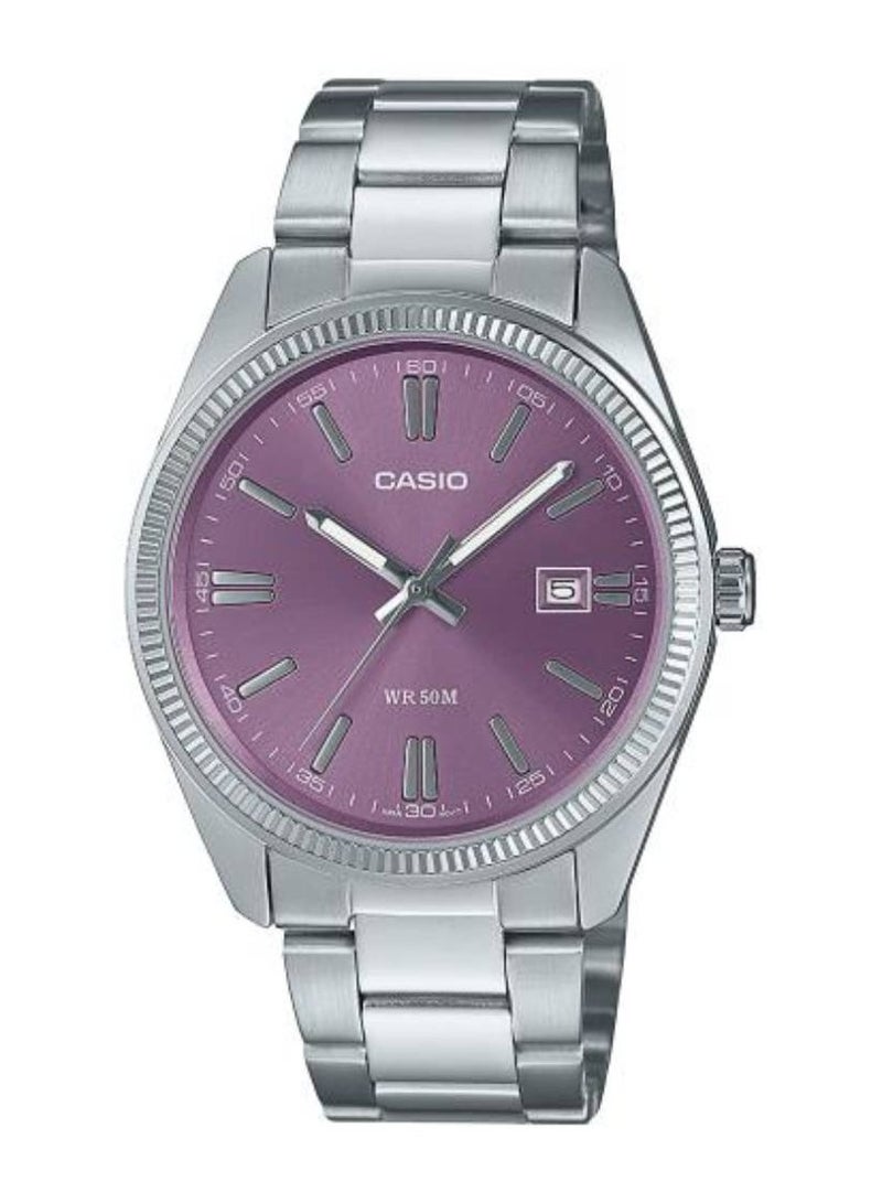 CASIO Anaog Quartz Purple Dial Stainless Steel Men's Watch MTP-1302D-6AV - Image 1