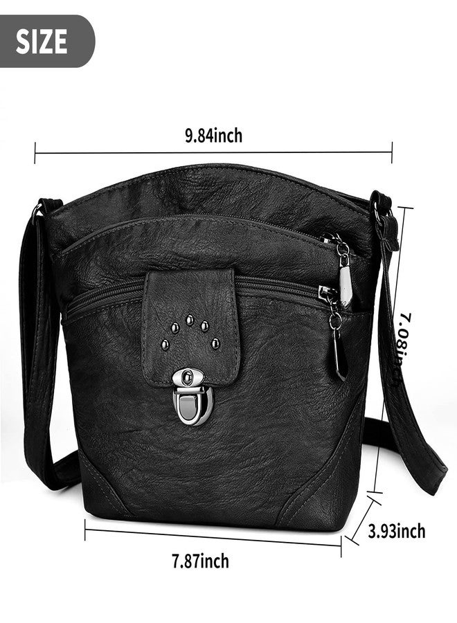 WITERY Small Crossboby Purses for Women - Lightweight PU Leather Triple Zipper Crossbody Bag Shoulder Bag with Adjustable Strap, Ladies Vintage Multi Pocket Travel Purse Handbags - Image 5