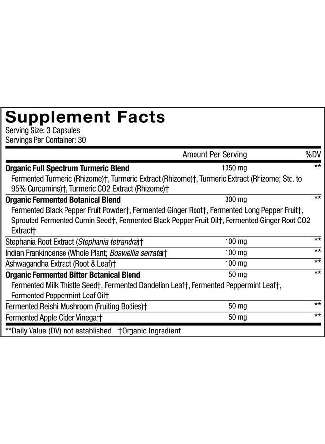 Codeage مكمل الكركم العضوي - 95% مستخلص الكركمين في كبسولات - مزيج نباتي مخمر عضوي مع الفلفل الأسود، الأشواغاندا، الزنجبيل، ستيفانيا، البوسويليا، الكمون، الزيت، المرارة الهضمية - 90 كبسولة - Image 2