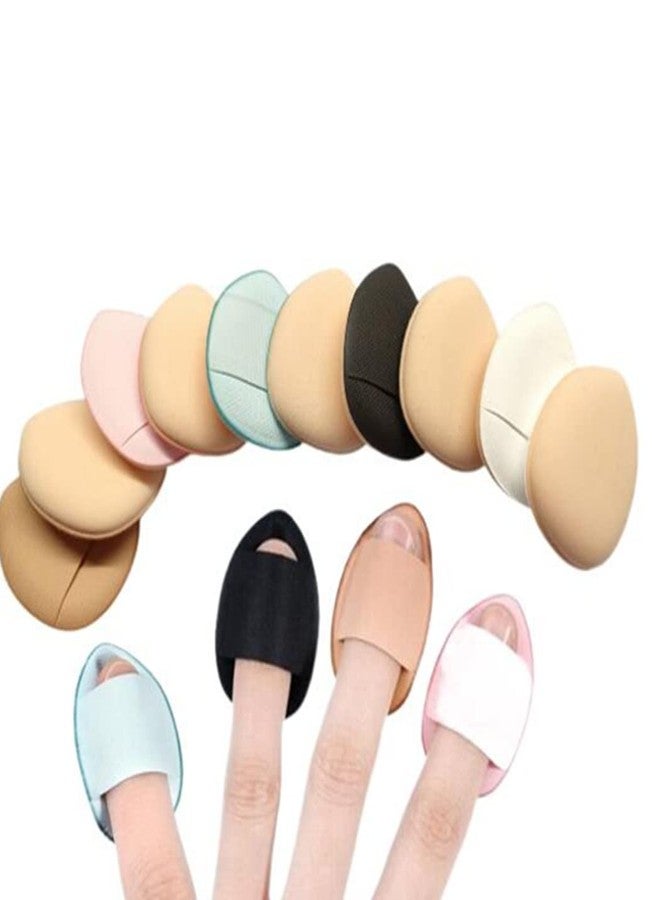 Ebonee 10 Pack Finger Powder Puff with Finger Holder Strap, Mini Fingertip Makeup Sponge Pad for Liquid Foundation, Cream, Concealer, Eye Shadow, Wet Dry Beauty Makeup Tools (5 Color) - Image 1