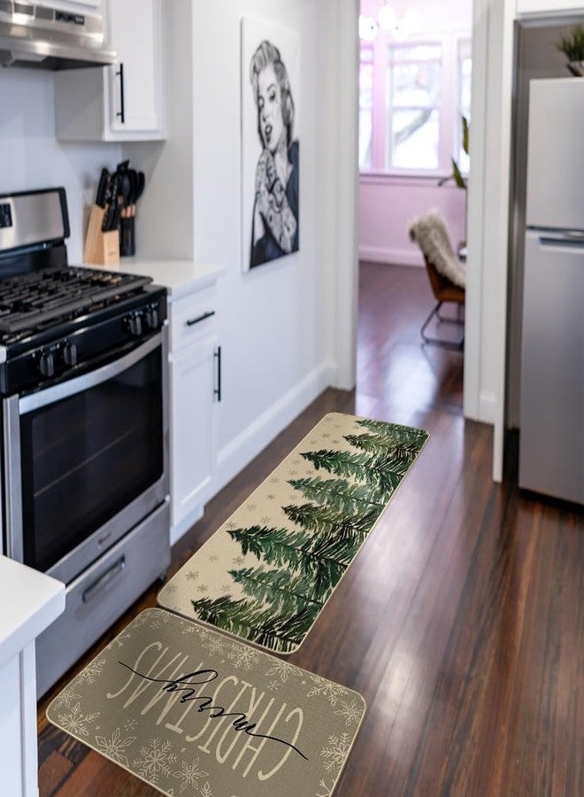 ARKENY Xmas Kitchen Mats Set of 2,Winter Christmas Tree Print Rugs,Home Decor Floor Mat, Non-Slip Absorbent Door Mat - 17x29 and 17x47 Inch AKM005 - Image 4