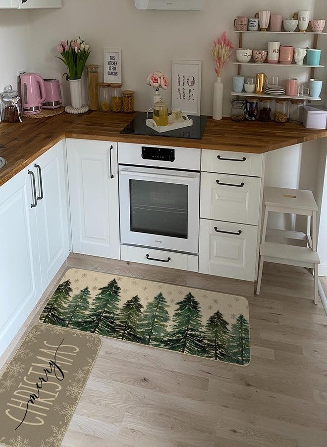 ARKENY Xmas Kitchen Mats Set of 2,Winter Christmas Tree Print Rugs,Home Decor Floor Mat, Non-Slip Absorbent Door Mat - 17x29 and 17x47 Inch AKM005 - Image 3