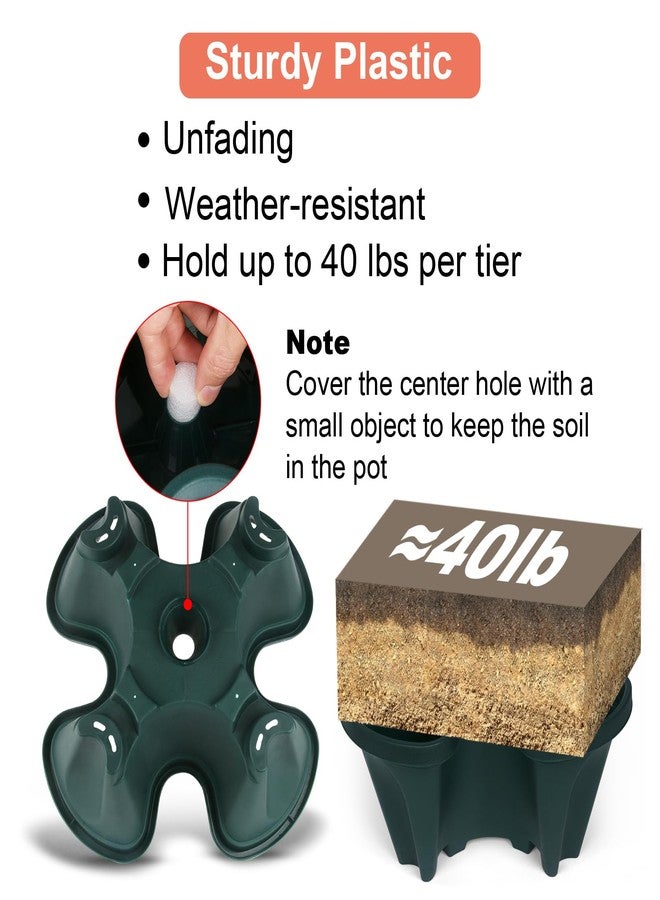 GameXcel Vertical Planter 5 Tier Stackable Planters Garden Planters Strawberry Herb Flower and Vegetable Planter Indoor Outdoor Gardening Pots with Removable Wheels and Tools - Image 3