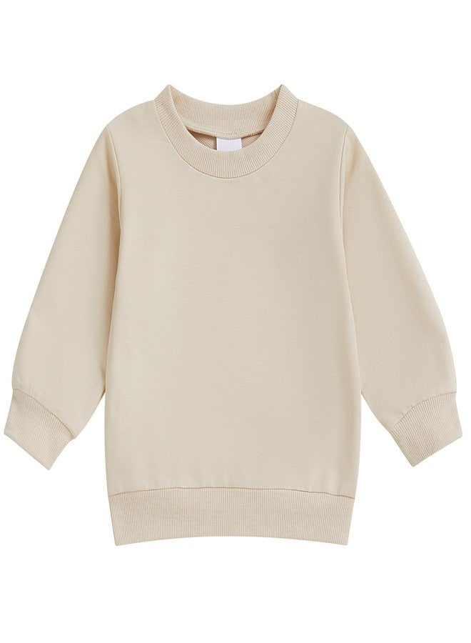 Mubineo Toddler Baby Boy Clothes Girl Basic Plain Sweatshirt Long Sleeve Shirts Kids Fall Winter Sweat Shirt Tops (Beige, 3-4 Years) - Image 1