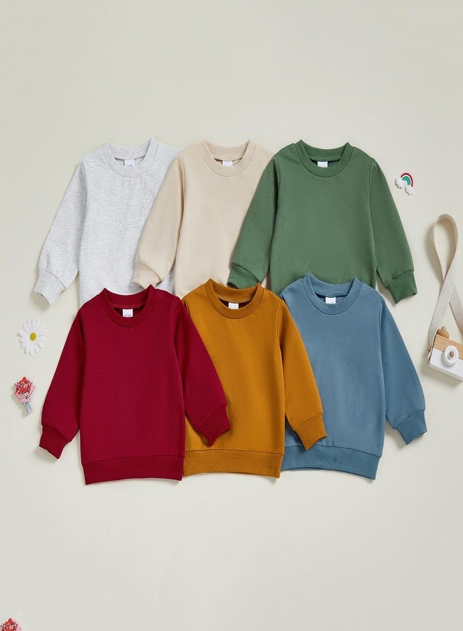 Mubineo Toddler Baby Boy Clothes Girl Basic Plain Sweatshirt Long Sleeve Shirts Kids Fall Winter Sweat Shirt Tops (Beige, 3-4 Years) - Image 4