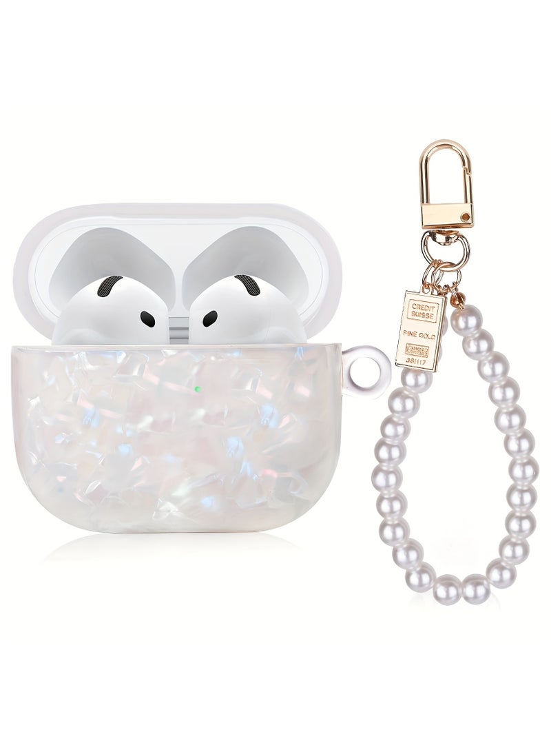 Universal TPU Protective Case for Airpods 4, Shockproof, Soft, Durable Protection - Compatible with Wireless Charging (Protective Case + Pearl Chain) - Image 2