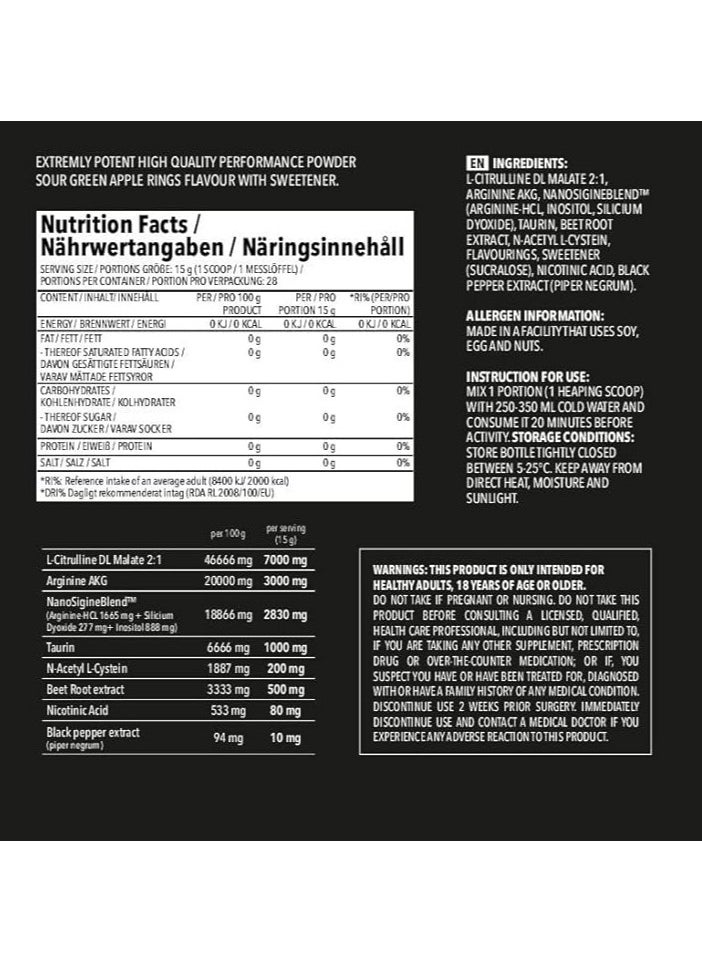 Hyper Pump pre-workout Creatine-free - Sour Green Apple - (420 g)