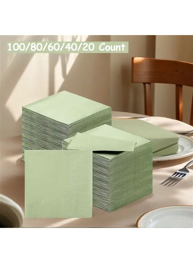 مناديل Sage Green Roostertail عدد 60 طبقة مزدوجة للحفلات والأعراس والمناسبات - Image 2