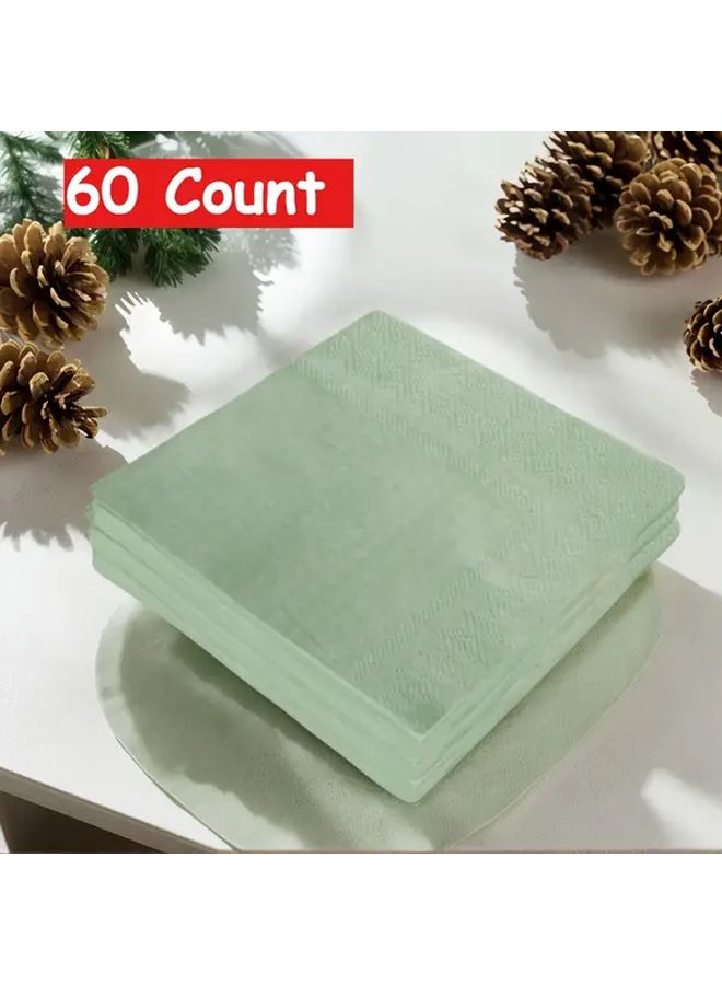 مناديل Sage Green Roostertail عدد 60 طبقة مزدوجة للحفلات والأعراس والمناسبات - Image 1
