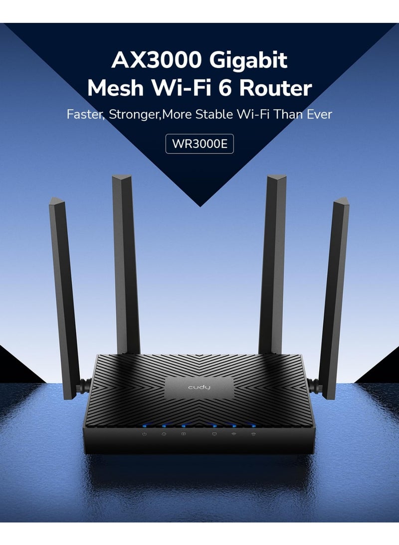 Cudy AX3000 Gigabit Dual Band Wi-Fi 6 802.11ax Wireless Dual Band Mesh Router, MU-MIMO, OFDMA, WireGuard, OpenVPN, WPA3, Ethernet, Cudy Mesh and APP Supported (Cudy WR3000E) - Image 2
