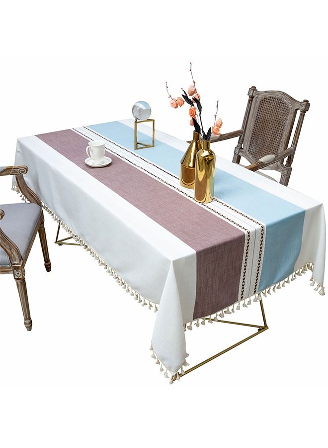 Neostyle Neostyle Cotton Linen Cloth For Dining Table Brown Blue - Image 1
