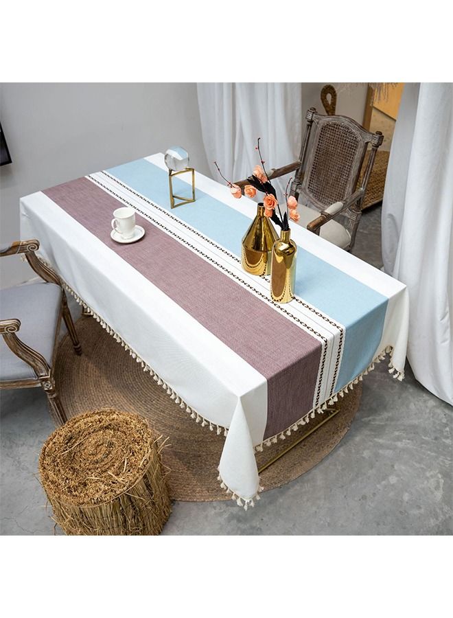 Neostyle Neostyle Cotton Linen Cloth For Dining Table Brown Blue - Image 2