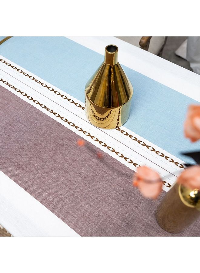 Neostyle Neostyle Cotton Linen Cloth For Dining Table Brown Blue - Image 3