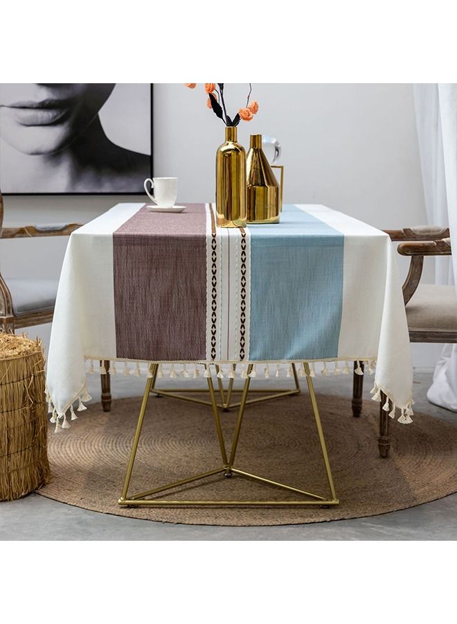 Neostyle Neostyle Cotton Linen Cloth For Dining Table Brown Blue - Image 5