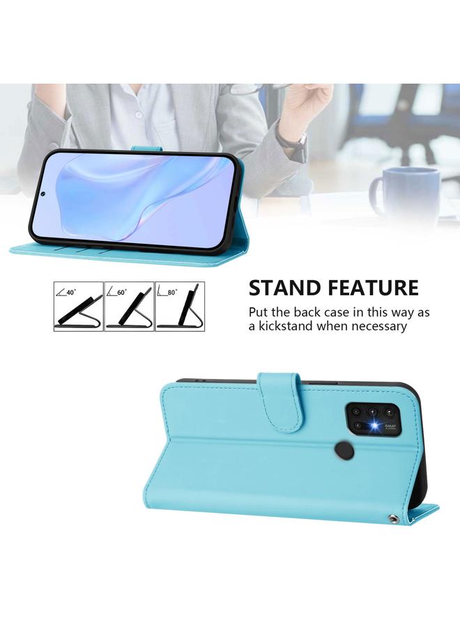 erorex Case For Motorola Moto G30 / G10 / G20 Skin Feel Solid Color Leather Phone Case with Lanyard - Image 3