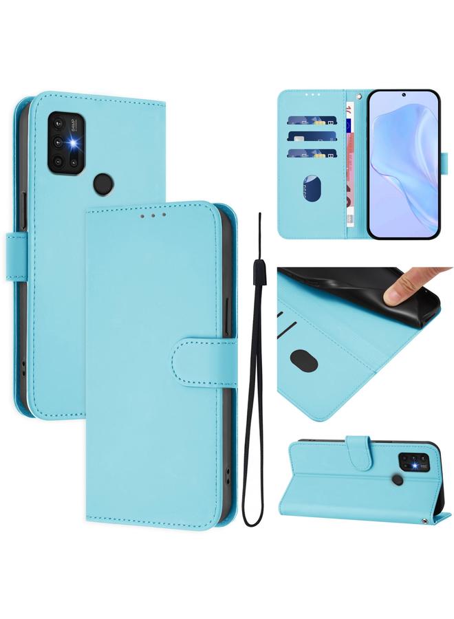 erorex Case For Motorola Moto G30 / G10 / G20 Skin Feel Solid Color Leather Phone Case with Lanyard - Image 1