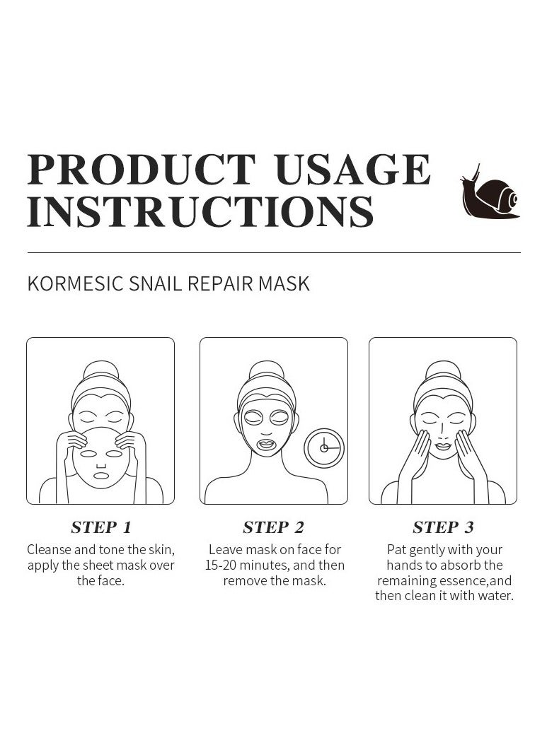 Kormesic PRO-SNAIL 5-Piece Facial Mask Set (25ml/sheet) | Snail Mucin + Hydration + Anti-Aging  - Image 5