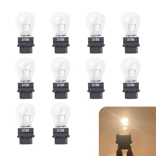 Tesnaao 10 Pack Car Instrument Light Bulb, 3156 Brake Light Bulb, 12 V 21 W Automobile Lighting Replacement Accessory, Universal for Most Cars, Trucks and Vans (White) - Image 1