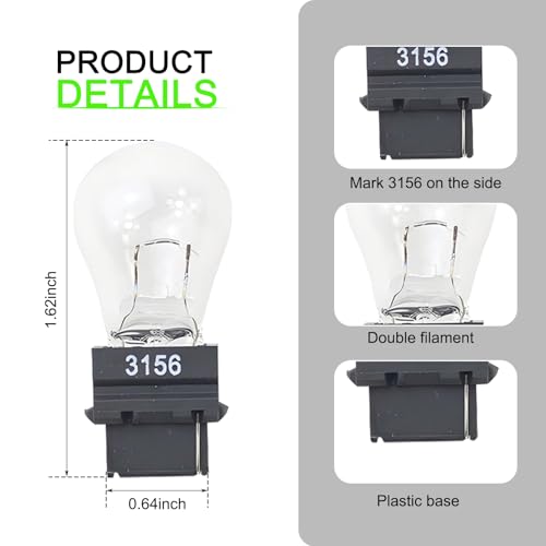 Tesnaao 10 Pack Car Instrument Light Bulb, 3156 Brake Light Bulb, 12 V 21 W Automobile Lighting Replacement Accessory, Universal for Most Cars, Trucks and Vans (White) - Image 3
