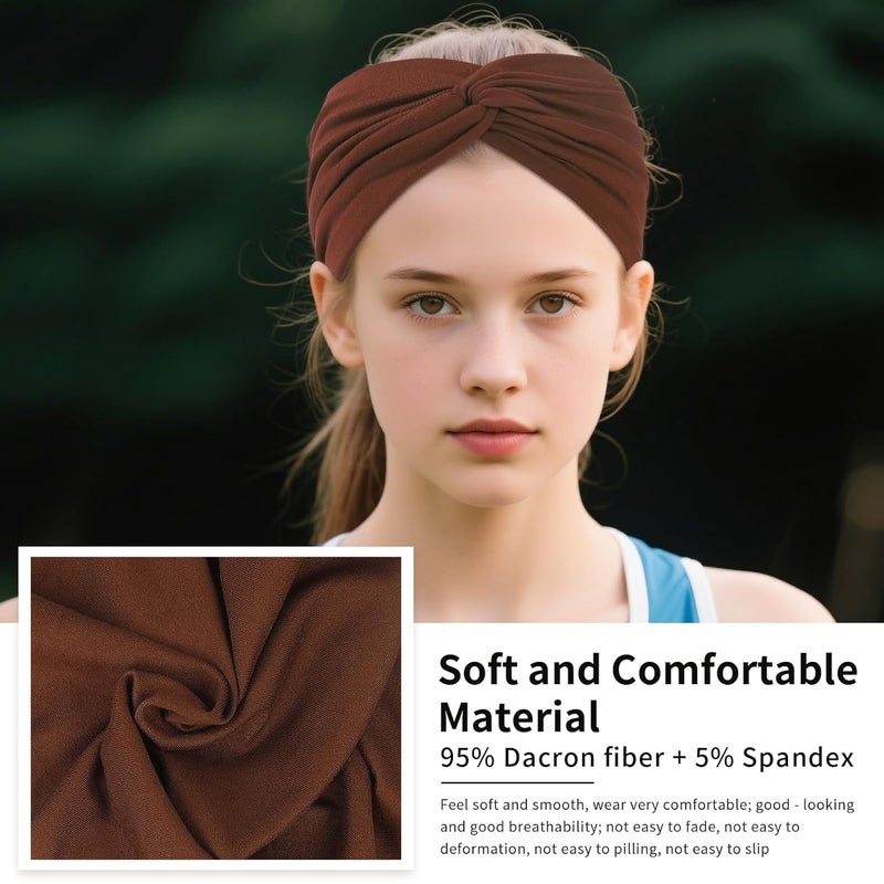 Panleding 8 Pcs Stretchy Headbands for Women, Absorbed Sport Headband Soft Twist Knotted Hairbands for Daily Life Yoga Workout(Widen) - Image 3