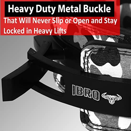 IBRO Powerlifting Lever Gym Belt – Power 10MM Extreme Heavy Duty Genuine Leather Belts - Squats Deadlifts Bodybuilding Weight Lifting IPF Power Lifting Strongman for Men 10mm Grey Camo M - Image 4