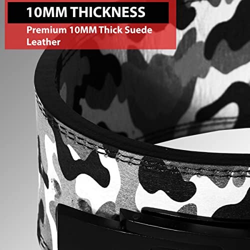IBRO Powerlifting Lever Gym Belt – Power 10MM Extreme Heavy Duty Genuine Leather Belts - Squats Deadlifts Bodybuilding Weight Lifting IPF Power Lifting Strongman for Men 10mm Grey Camo M - Image 3