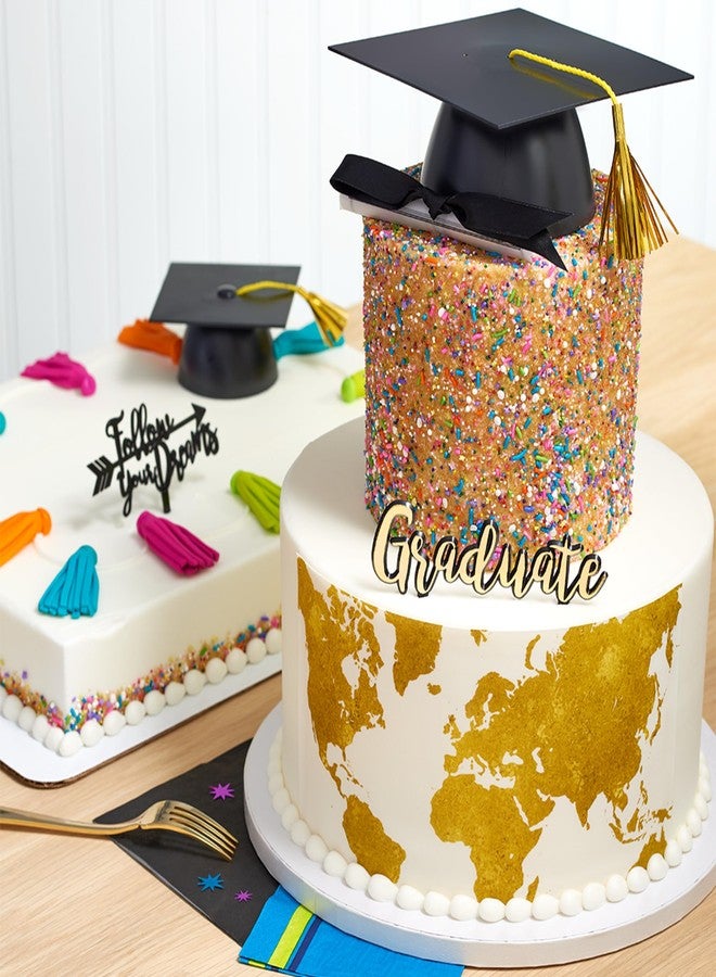 ديكوباك مجموعة تزيين كعكة التخرج الضخمة من ديكوباك، قبعة تخرج، صورة خريج ذهبية، ومجموعة تزيين كعكة الشهادة - مجموعة من 3 قطع - Image 5