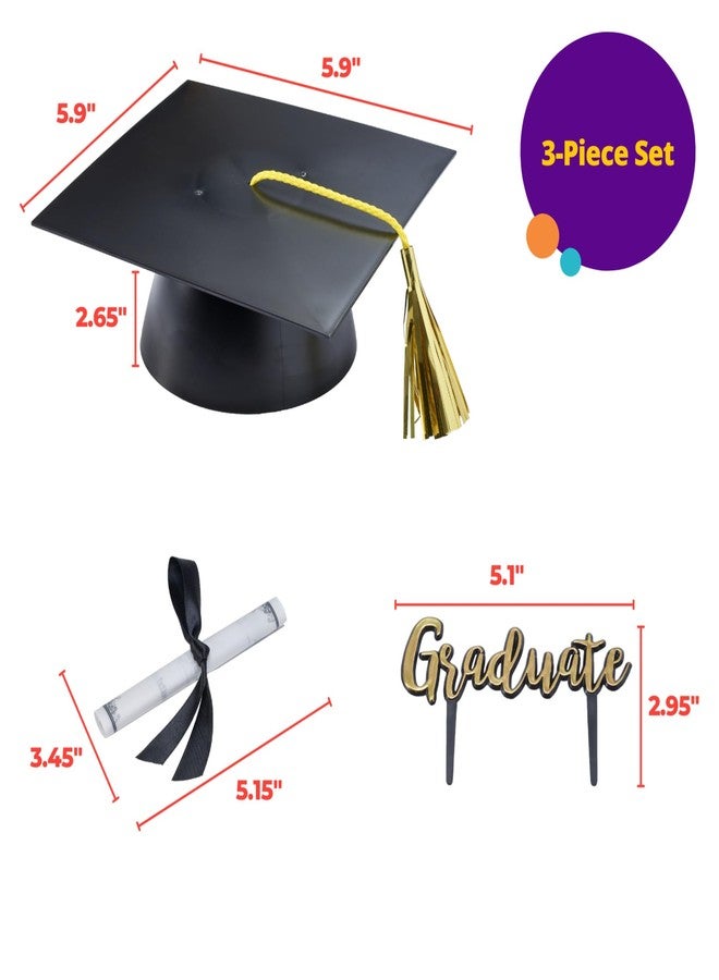 ديكوباك مجموعة تزيين كعكة التخرج الضخمة من ديكوباك، قبعة تخرج، صورة خريج ذهبية، ومجموعة تزيين كعكة الشهادة - مجموعة من 3 قطع - Image 4