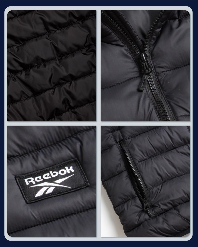 Reebok Boys Winter Coat - Lightweight Insulated Puffer Jacket - Wind & Water Resistant Quilted Hooded Winter Jacket for Boys, Size 8, Black - Image 4