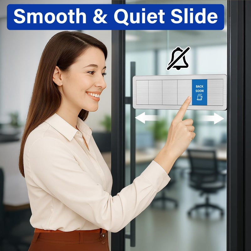 EliteSign Office Door Signs with 6 Printed Status Options â€“ Do Not Disturb, Out of Office, In a Meeting, Please Knock, Work from Home, Back Soon â€“ Includes Custom Personalized Blank Sticker for Privacy Workspace or Studio Available and Away - Image 4