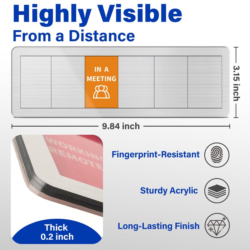 EliteSign Office Door Signs with 6 Printed Status Options â€“ Do Not Disturb, Out of Office, In a Meeting, Please Knock, Work from Home, Back Soon â€“ Includes Custom Personalized Blank Sticker for Privacy Workspace or Studio Available and Away - Image 3