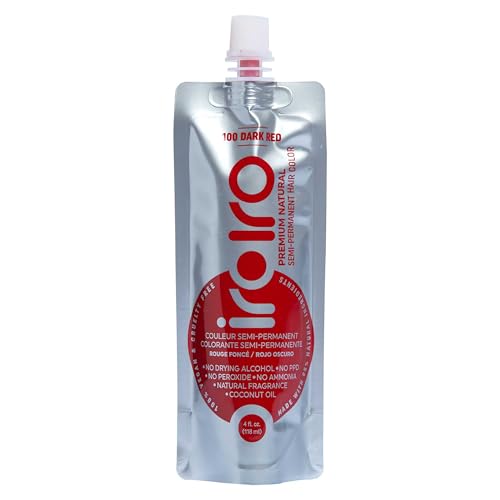 IROIRO Premium Natural Semi-Permanent Hair Color 100 Dark Red (4oz)