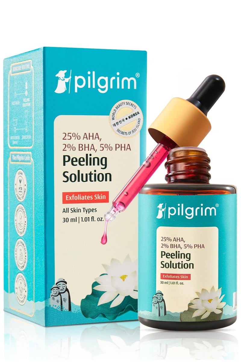 PILGRIM Pilgrim 25% AHA + 2% BHA + 5% PHA Peeling Solution for Face  10-Minute Facial  Chemical peel for face for glowing skin 30ml - Image 1
