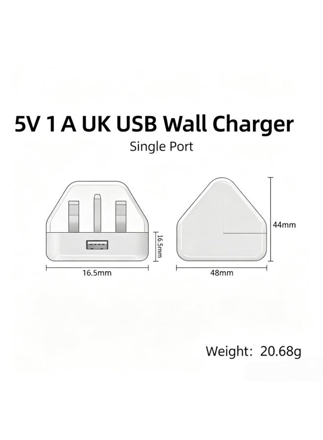 5V 1A USB-A UK Plug Wall Charger for Mobile Phones and Smart Devices - Image 3